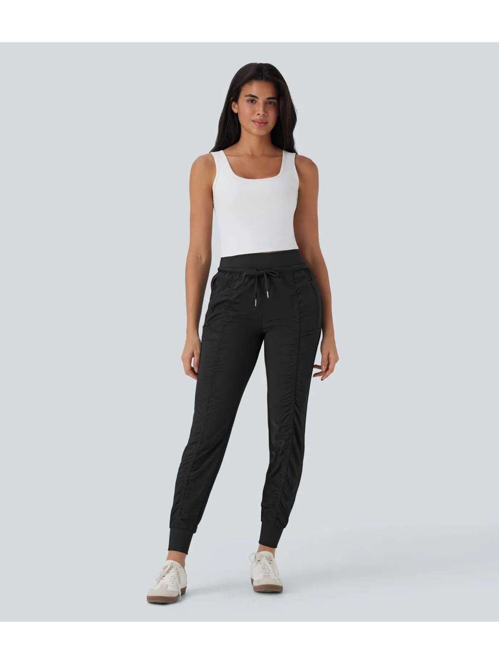 Halara High Waisted Tapered Travel Joggers Side Zip Pockets Black Size Small - Picture 9 of 9